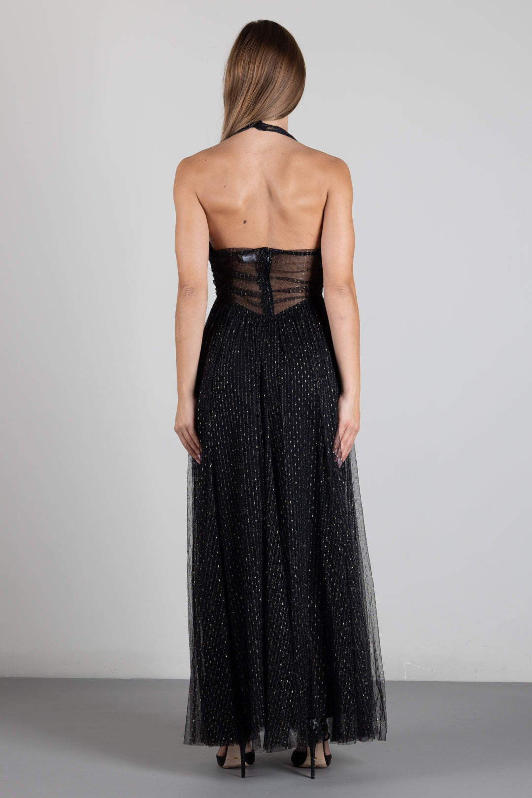 Twin-set Abito Lungo In Tulle con Lurex 262TT2151 NERO