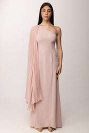 Hanita Abito Lungo Monospalla con Drappeggio Plissé H.V3856.4651 NUDE