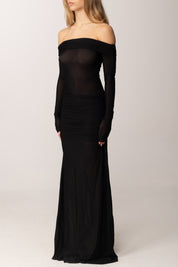 Aniye By Abito Lungo Off-shoulder Xena 185166 BLACK VINYL