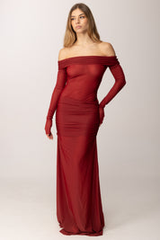 Aniye By Abito Lungo Off-shoulder Xena 185166 CARDINAL