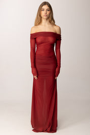 Aniye By Abito Lungo Off-shoulder Xena 185166 CARDINAL