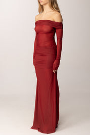 Aniye By Abito Lungo Off-shoulder Xena 185166 CARDINAL