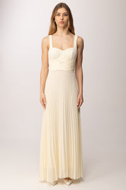 Patrizia Pepe Abito Lungo Plissé con Corpetto Strutturato 2A3064 A737 SUMMER CREAM