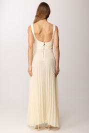 Patrizia Pepe Abito Lungo Plissé con Corpetto Strutturato 2A3064 A737 SUMMER CREAM