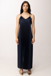 Imperial Abito Lungo Plissé con Spalline Incrociate ACCELDGP NAVY