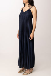 Imperial Abito Lungo Plissé con Spalline Incrociate ACCELDGP NAVY