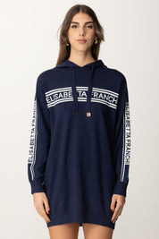 Elisabetta Franchi Abito Maxi Felpa In Viscosa con Cappuccio AM73S51E2 OLTREMARE/AVORIO