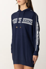 Elisabetta Franchi Abito Maxi Felpa In Viscosa con Cappuccio AM73S51E2 OLTREMARE/AVORIO