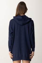 Elisabetta Franchi Abito Maxi Felpa In Viscosa con Cappuccio AM73S51E2 OLTREMARE/AVORIO