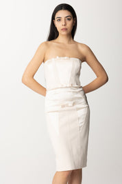 Elisabetta Franchi Abito Midi a Fascia con Fiocchi AB62742E2 BURRO