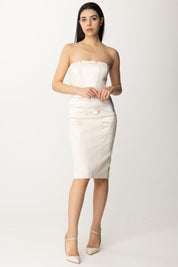 Elisabetta Franchi Abito Midi a Fascia con Fiocchi AB62742E2 BURRO