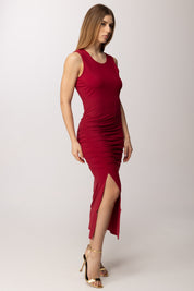 Patrizia Pepe Abito Midi Aderente con Arricciatura e Spacco 2A3081 JZ26 SUMMER BURGUNDY
