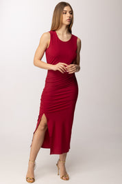 Patrizia Pepe Abito Midi Aderente con Arricciatura e Spacco 2A3081 JZ26 SUMMER BURGUNDY