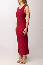 Patrizia Pepe Abito Midi Aderente con Arricciatura e Spacco 2A3081 JZ26 SUMMER BURGUNDY