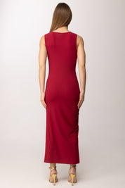 Patrizia Pepe Abito Midi Aderente con Arricciatura e Spacco 2A3081 JZ26 SUMMER BURGUNDY