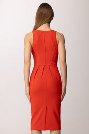 Elisabetta Franchi Abito Midi Aderente con Pinces Effetto Origami AB94162E2 LACCA