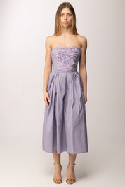 Elisabetta Franchi Abito Midi Bustier con Fiori Applicati AB94262E2 LILLÀ