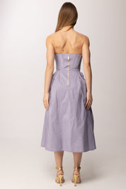 Elisabetta Franchi Abito Midi Bustier con Fiori Applicati AB94262E2 LILLÀ