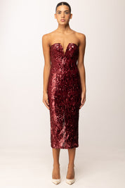 Aniye By Abito Midi Bustier Lulu Full Paillettes 181466 BURGUNDY