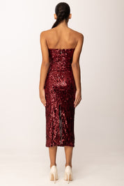 Aniye By Abito Midi Bustier Lulu Full Paillettes 181466 BURGUNDY