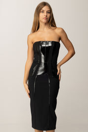 Elisabetta Franchi Abito Midi con Bustier In Vinile AB89257E2 NERO