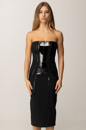Elisabetta Franchi Abito Midi con Bustier In Vinile AB89257E2 NERO