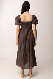 Khloe Femme Abito midi con corpetto arricciato A7715-M2 CACAO