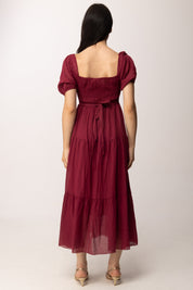 Khloe Femme Abito midi con corpetto arricciato A7715-M2 VINO