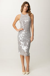 Patrizia Pepe Abito Midi con Maxi Paillettes 8A1444 J251 GLASS GREY SEQUINS