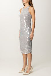 Patrizia Pepe Abito Midi con Maxi Paillettes 8A1444 J251 GLASS GREY SEQUINS