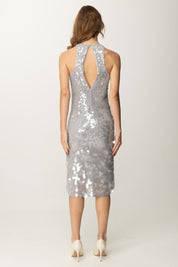 Patrizia Pepe Abito Midi con Maxi Paillettes 8A1444 J251 GLASS GREY SEQUINS