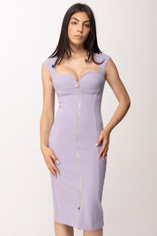Elisabetta Franchi Abito Midi Full Zip In Doppio Crepe Stretch AB90061E2 LILLA