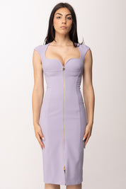 Elisabetta Franchi Abito Midi Full Zip In Doppio Crepe Stretch AB90061E2 LILLA