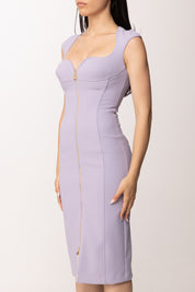 Elisabetta Franchi Abito Midi Full Zip In Doppio Crepe Stretch AB90061E2 LILLA