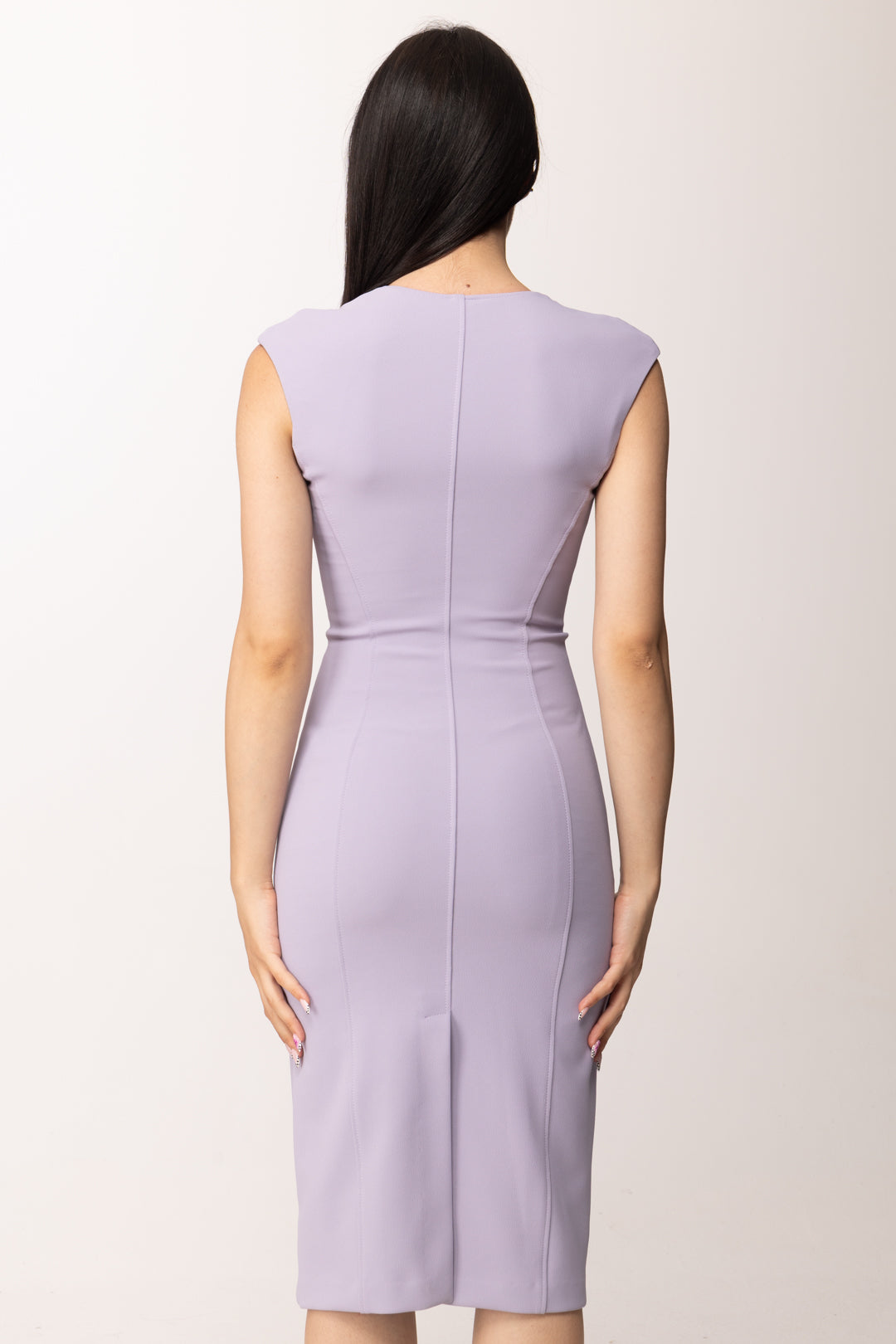 Elisabetta Franchi Abito Midi Full Zip In Doppio Crepe Stretch AB90061E2 LILLA