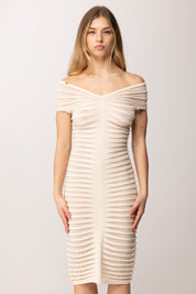 Elisabetta Franchi Abito Midi In Filato Di Cotone e Viscosa AM26T62E2 BURRO