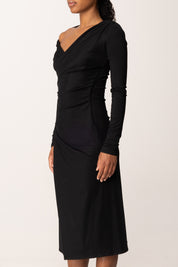 Elisabetta Franchi Abito Midi In Jersey con Bottoni Gioiello AB82257E2 NERO