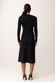 Elisabetta Franchi Abito Midi In Jersey con Bottoni Gioiello AB82257E2 NERO