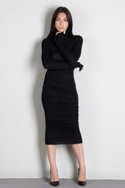 Elisabetta Franchi Abito Midi In Jersey Leggero con Drappeggi AB02B66E2 NERO