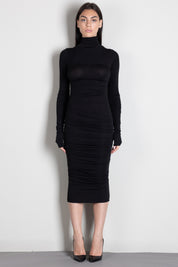 Elisabetta Franchi Abito Midi In Jersey Leggero con Drappeggi AB02B66E2 NERO