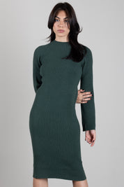 Manila Grace Abito Midi In Maglia a Coste A477VU BLACK FOREST :AI26