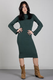 Manila Grace Abito Midi In Maglia a Coste A477VU BLACK FOREST :AI26