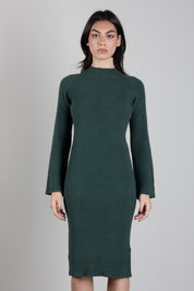 Manila Grace Abito Midi In Maglia a Coste A477VU BLACK FOREST :AI26