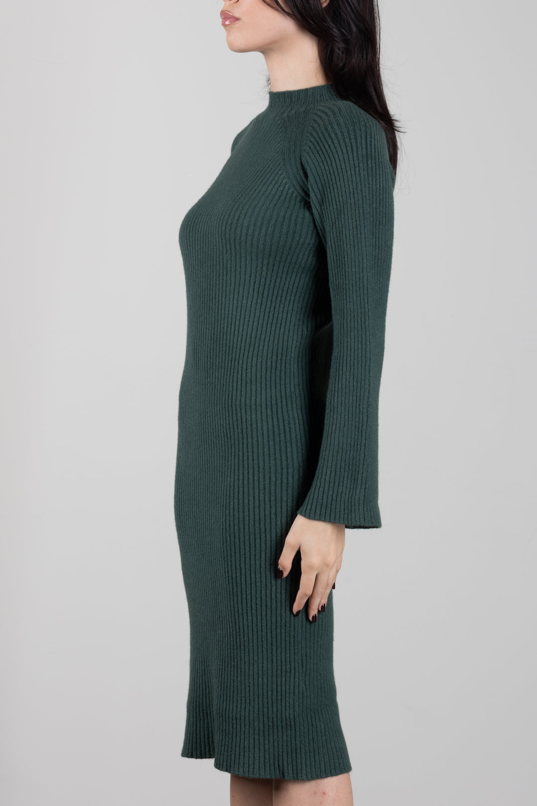 Manila Grace Abito Midi In Maglia a Coste A477VU BLACK FOREST :AI26