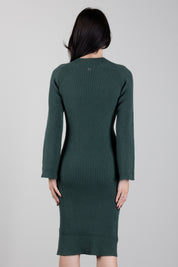 Manila Grace Abito Midi In Maglia a Coste A477VU BLACK FOREST :AI26