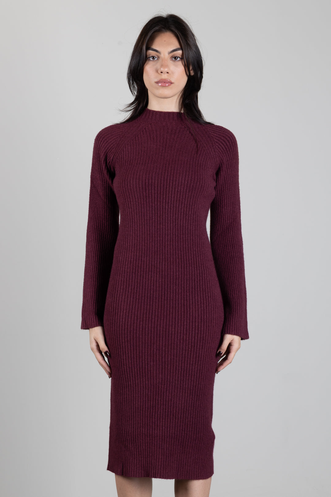 Manila Grace Abito Midi In Maglia a Coste A477VU PORT ROYALE :AI26