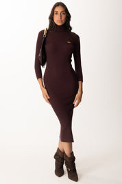 Elisabetta Franchi Abito Midi In Maglia a Costine con Taschino AM23B56E2 MERLOT