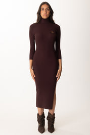 Elisabetta Franchi Abito Midi In Maglia a Costine con Taschino AM23B56E2 MERLOT