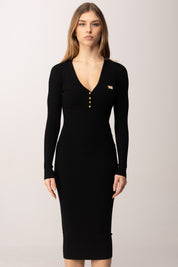 Elisabetta Franchi Abito Midi In Maglia a Micro-trecce AM14B61E2 NERO
