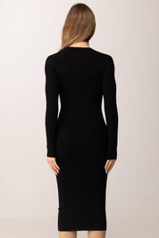 Elisabetta Franchi Abito Midi In Maglia a Micro-trecce AM14B61E2 NERO